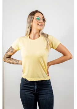 Baby Look Feminina Amarelo Claro 100% Poliéster para Sublimação