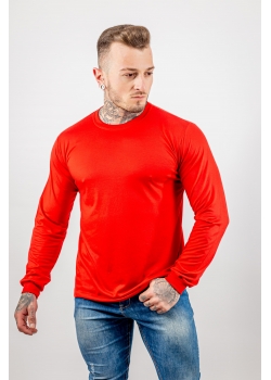 Camiseta Manga Longa Vermelho Lisa Poliviscose Masculina